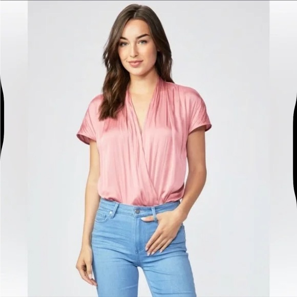 PAIGE Tops - PAIGE Dijon Bodysuit in Lipstick Pink size Women’s Small, NWT!